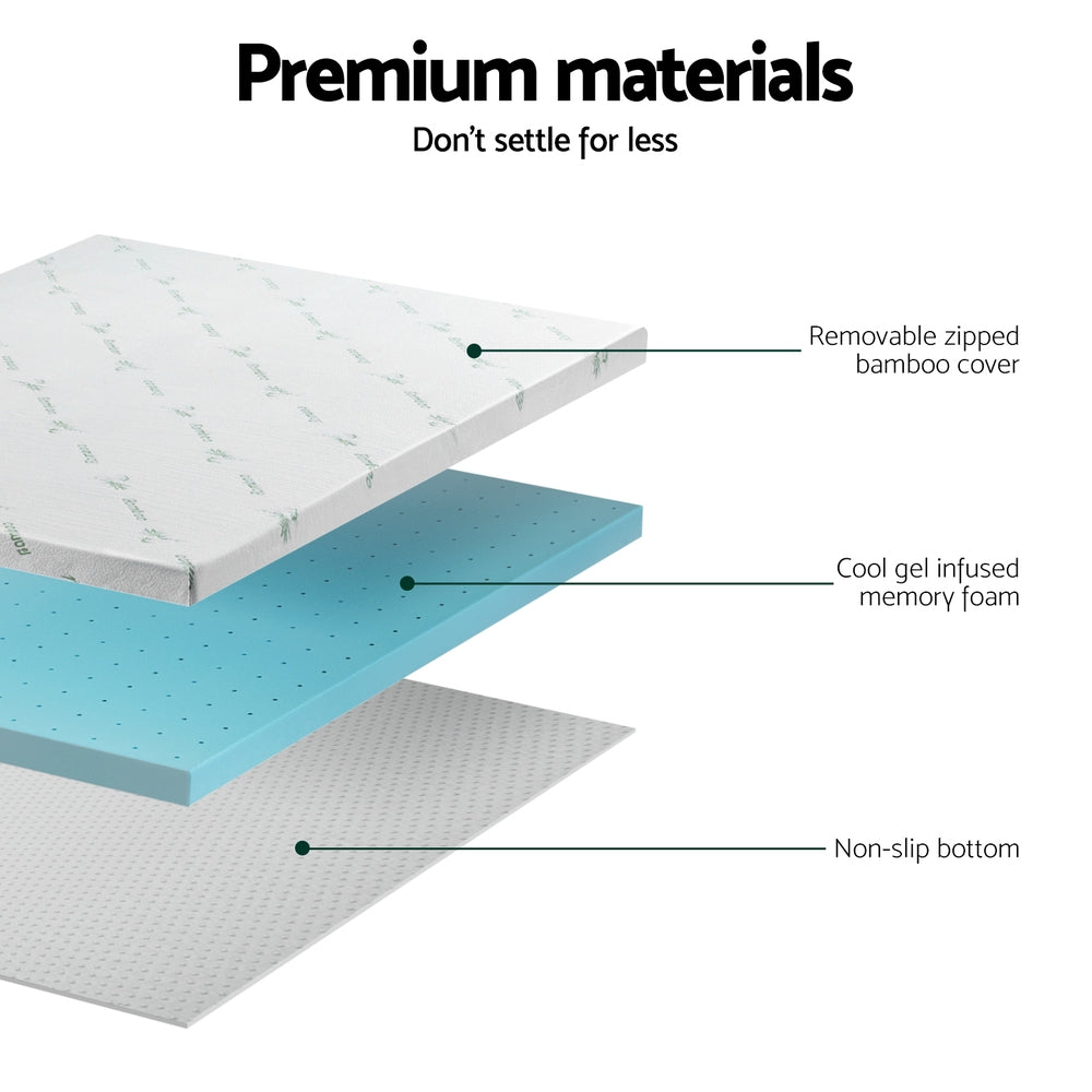 Mattress Toppers: Giselle Bedding Memory Foam Mattress Topper Ventilated Cool Gel 8cm Single