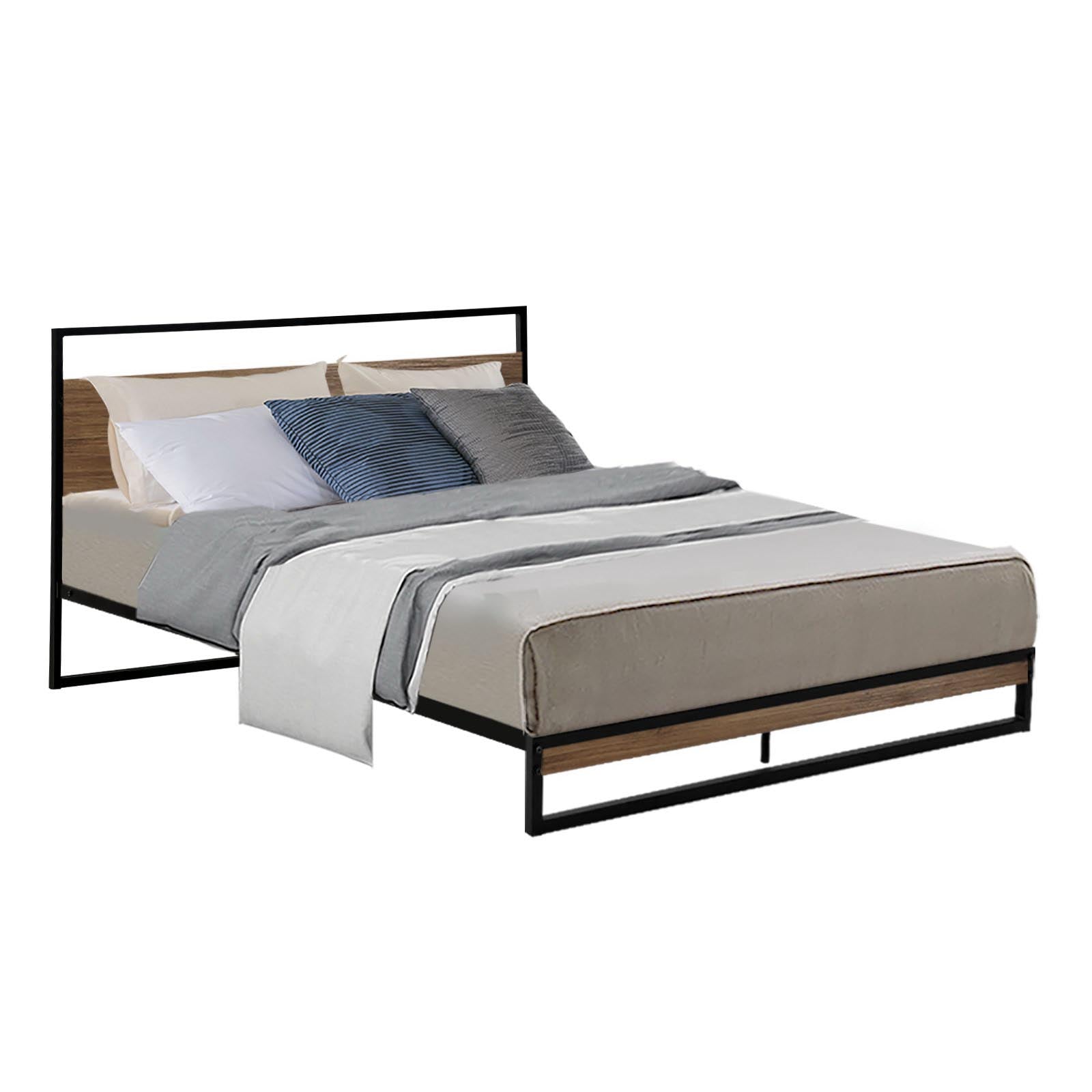 Beds & Bed Frames: Artiss Bed Frame Double Size Metal Bed Frame DANE