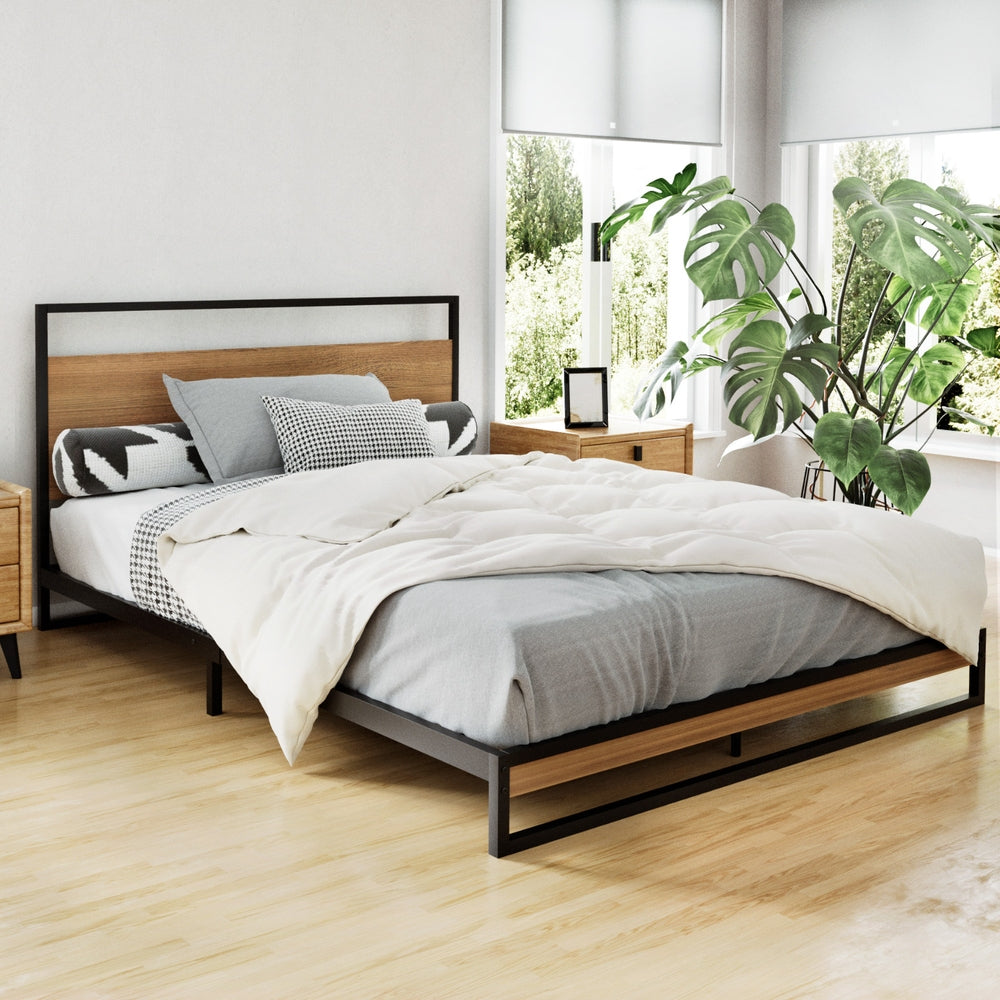 Beds & Bed Frames: Artiss Bed Frame Double Size Metal Bed Frame DANE