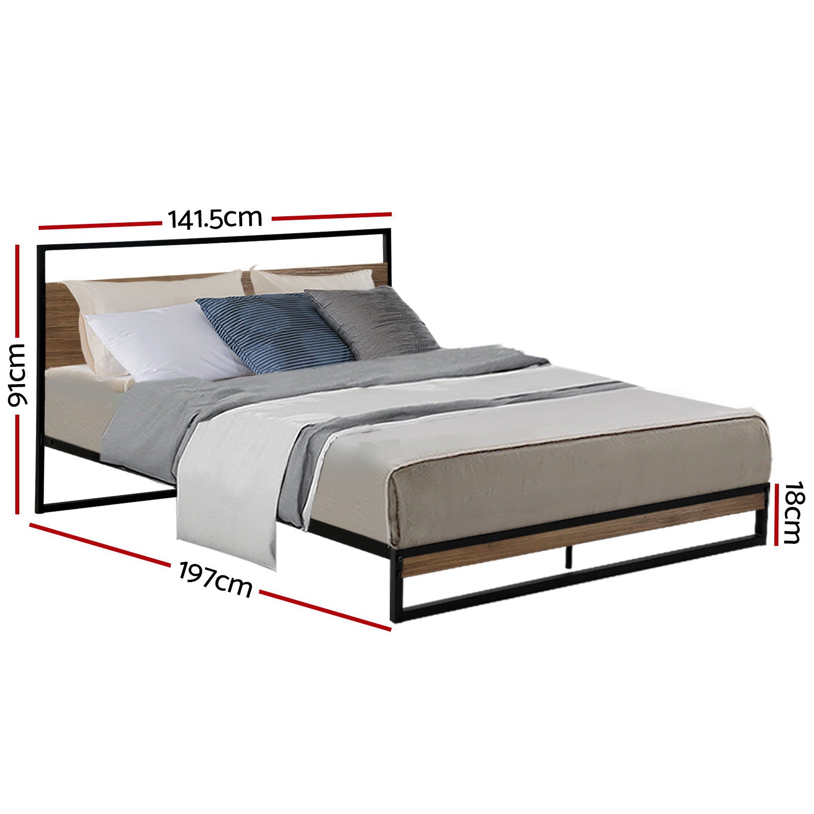 Beds & Bed Frames: Artiss Bed Frame Double Size Metal Bed Frame DANE
