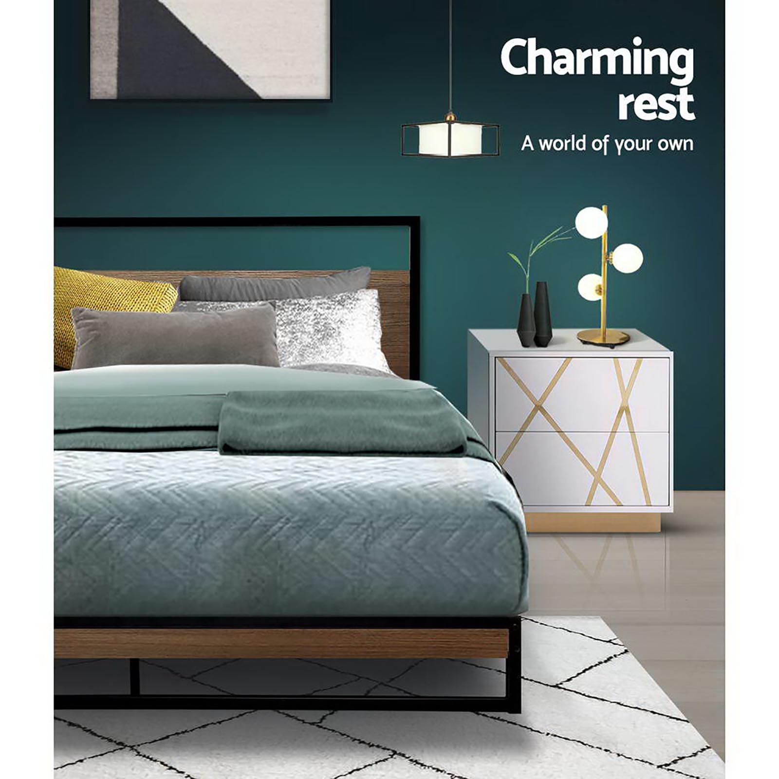 Beds & Bed Frames: Artiss Bed Frame Double Size Metal Bed Frame DANE