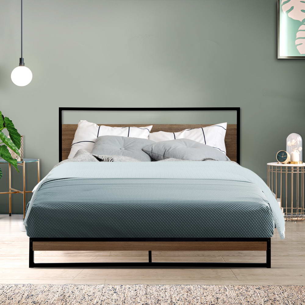 Beds & Bed Frames: Artiss Bed Frame Double Size Metal Bed Frame DANE