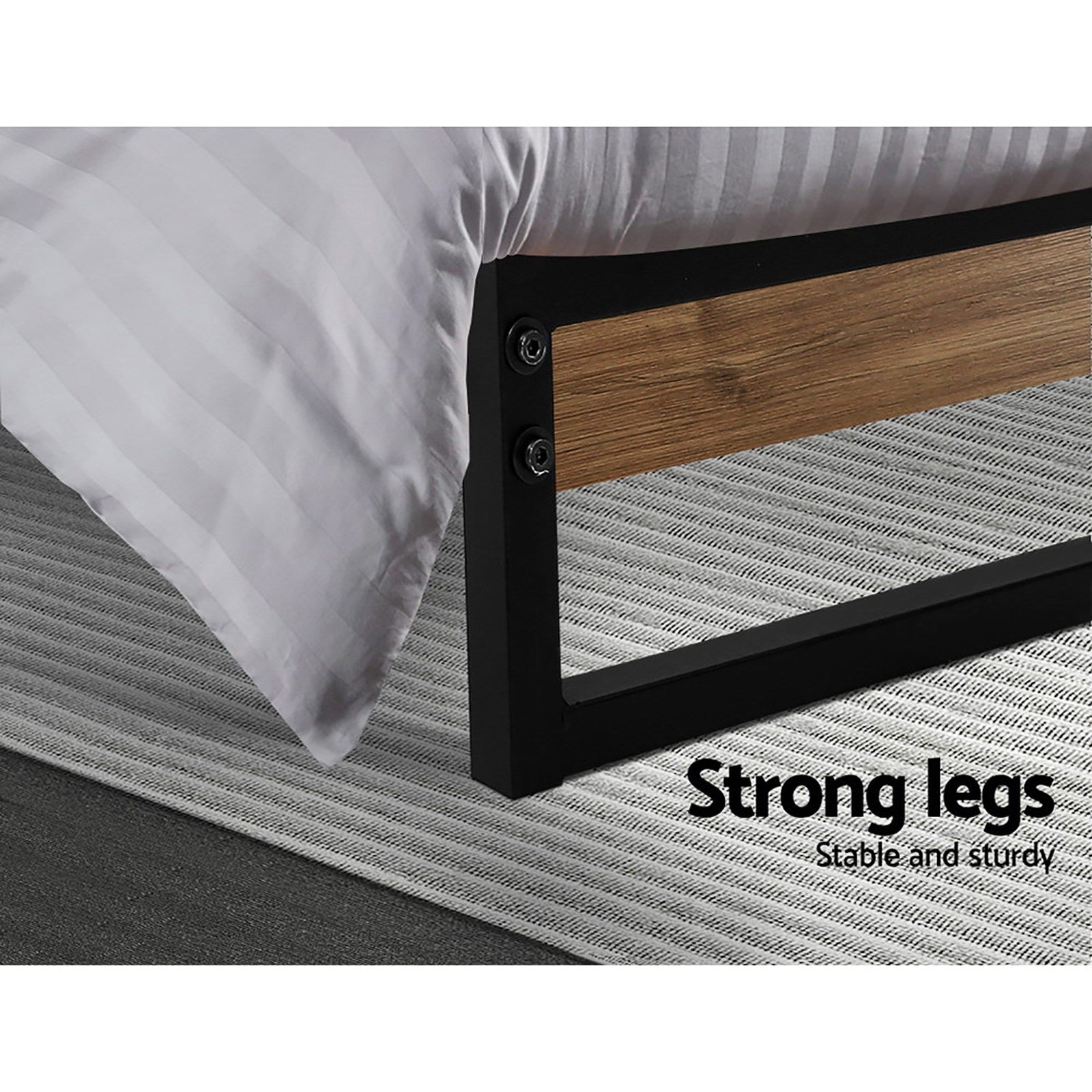 Beds & Bed Frames: Artiss Bed Frame King Size Metal Bed Frame DANE
