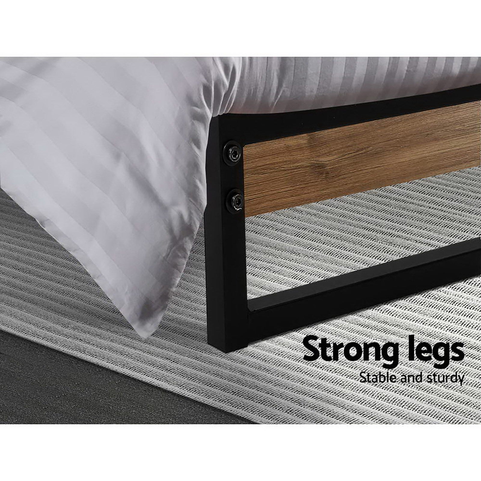 Beds & Bed Frames: Artiss Bed Frame Queen Size Metal Bed Frame DANE