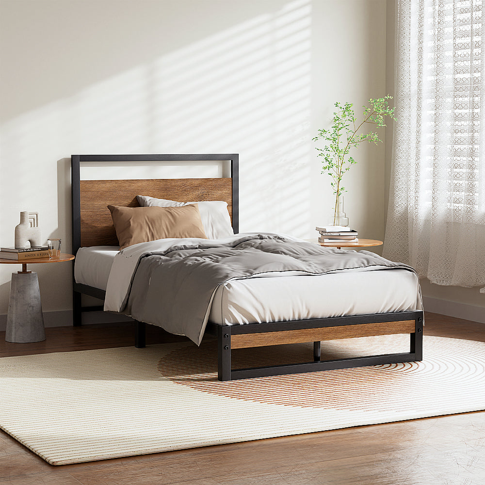 Beds & Bed Frames: Artiss Bed Frame Single Size Metal Bed Frame DANE