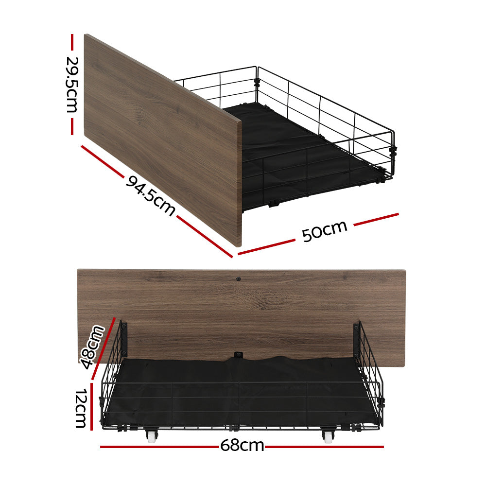 Beds & Bed Frames: Artiss 2x Bed Frame Storage Drawers Trundle Black