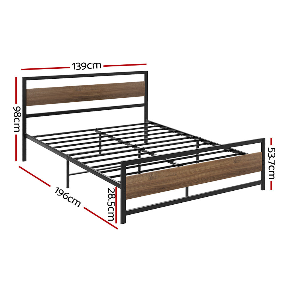 Beds & Bed Frames: Artiss Bed Frame Double Size Metal Base Mattress Platform Foundation Black DREW