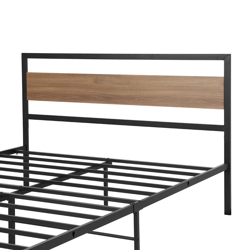 Beds & Bed Frames: Artiss Bed Frame Double Size Metal Base Mattress Platform Foundation Black DREW