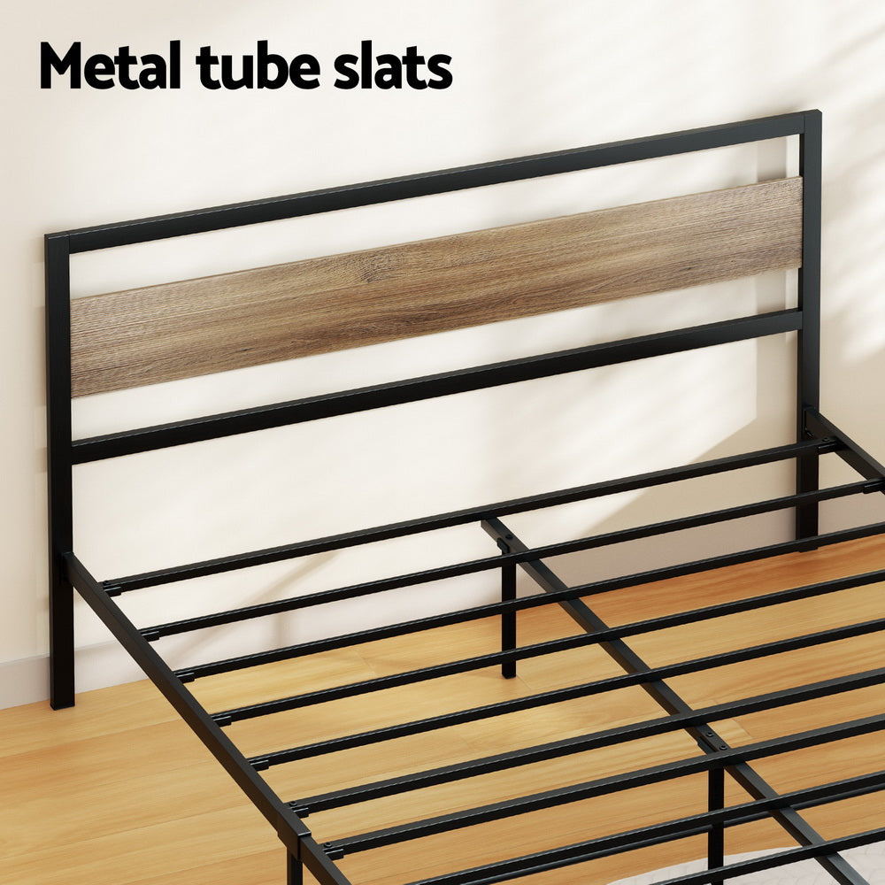 Beds & Bed Frames: Artiss Bed Frame Double Size Metal Base Mattress Platform Foundation Black DREW
