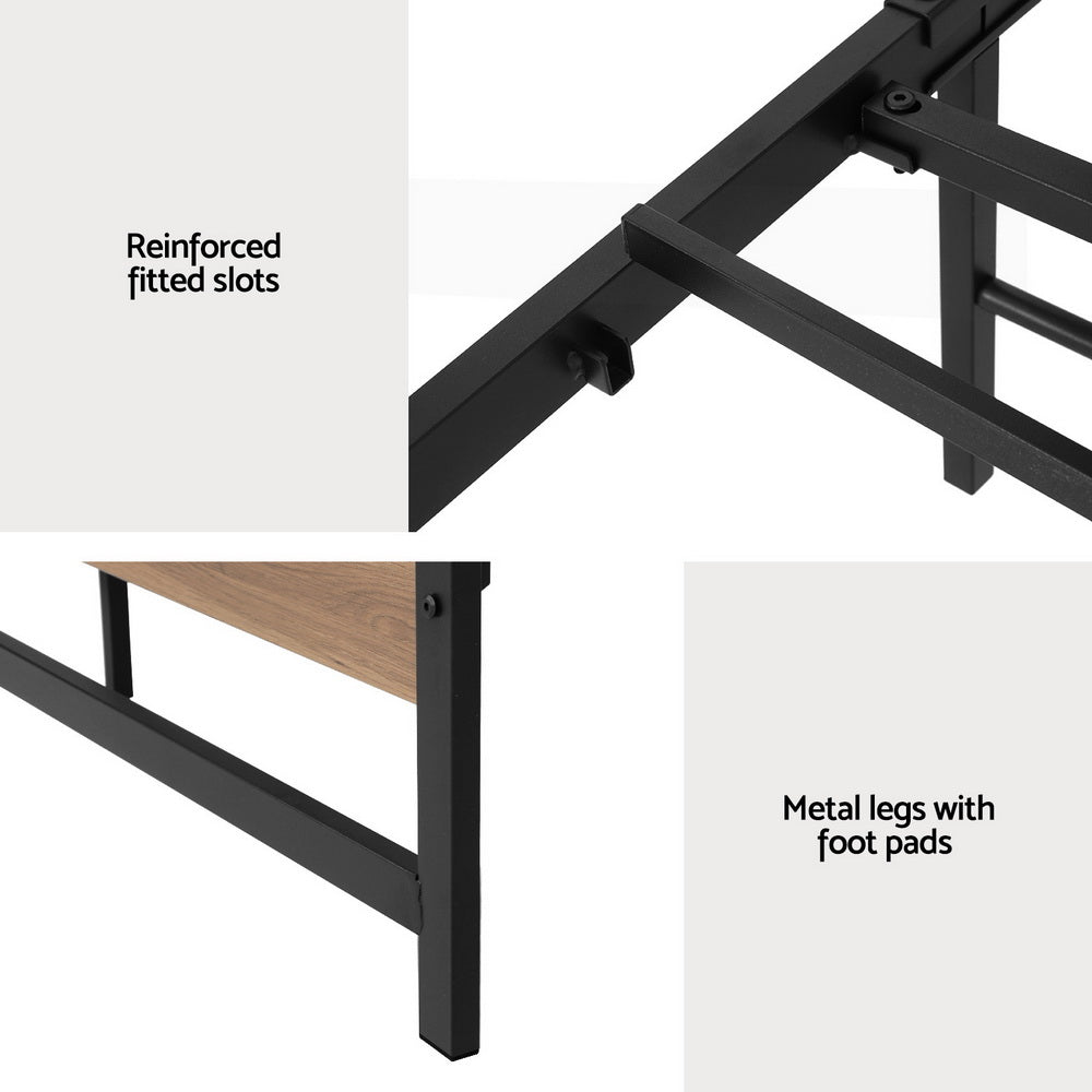 Beds & Bed Frames: Artiss Bed Frame Double Size Metal Base Mattress Platform Foundation Black DREW