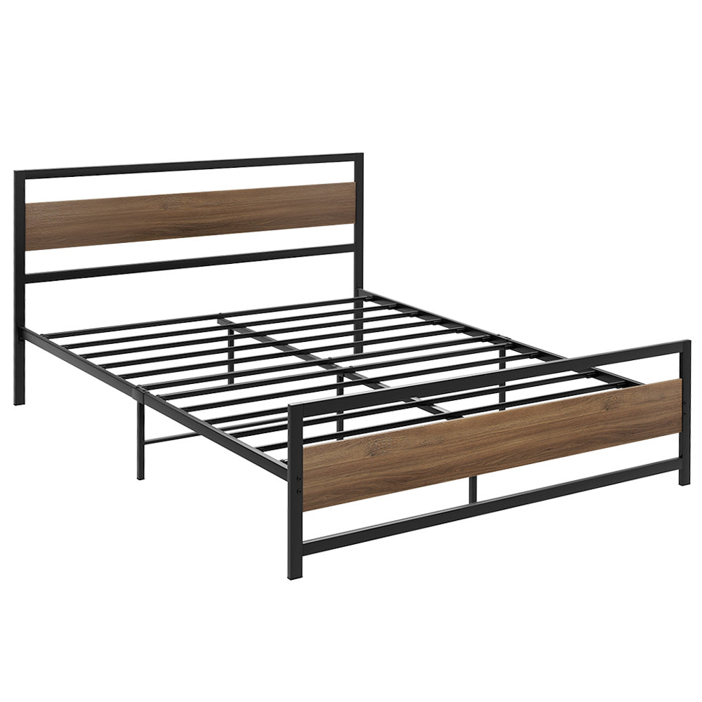 Beds & Bed Frames: Artiss Bed Frame Queen Size Metal Base Mattress Platform Foundation Black DREW