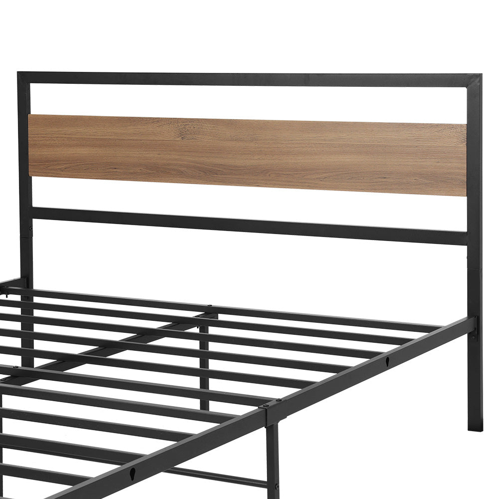 Beds & Bed Frames: Artiss Bed Frame Queen Size Metal Base Mattress Platform Foundation Black DREW