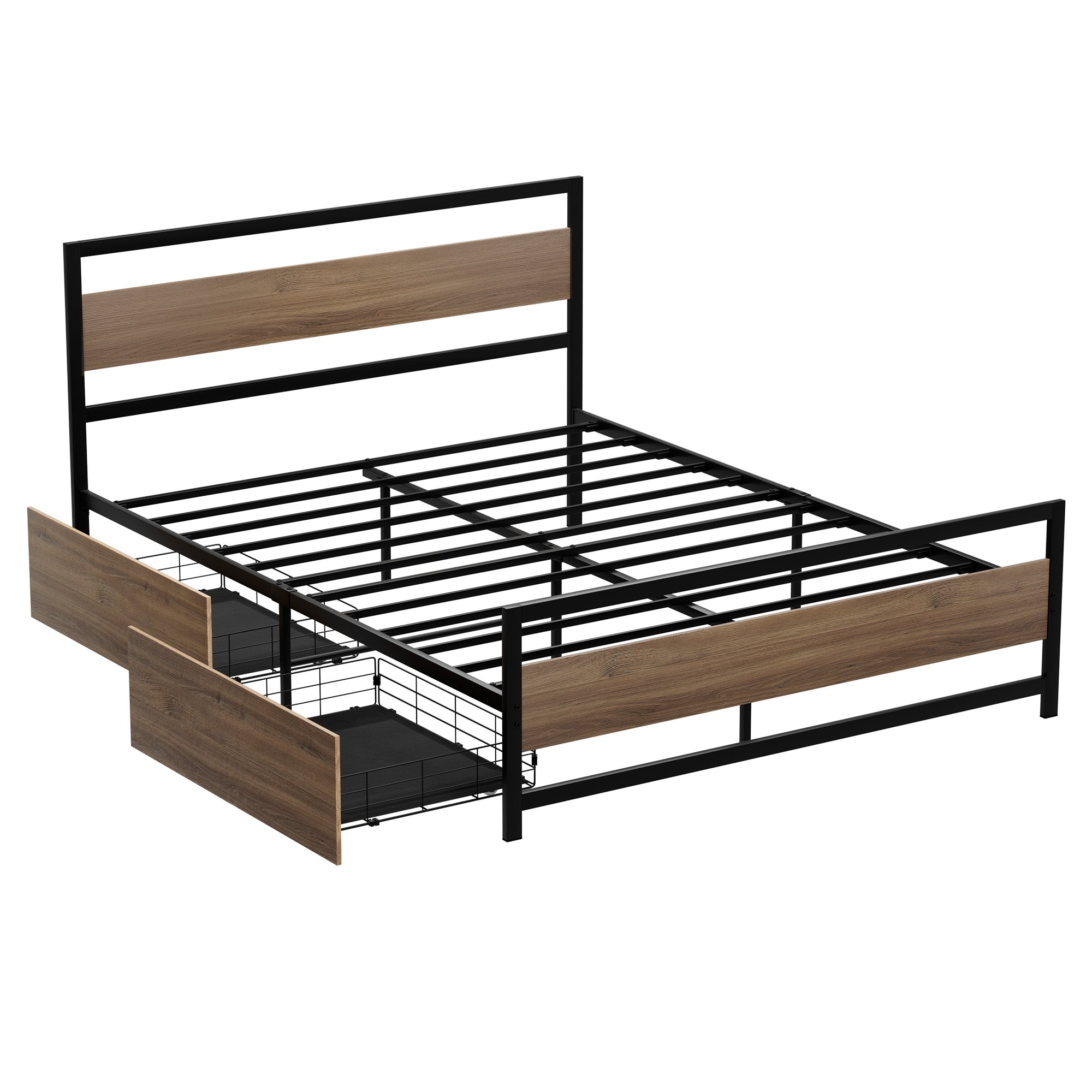 Artiss Bed Frame Queen Size Metal Frame with 2 Drawers DREW