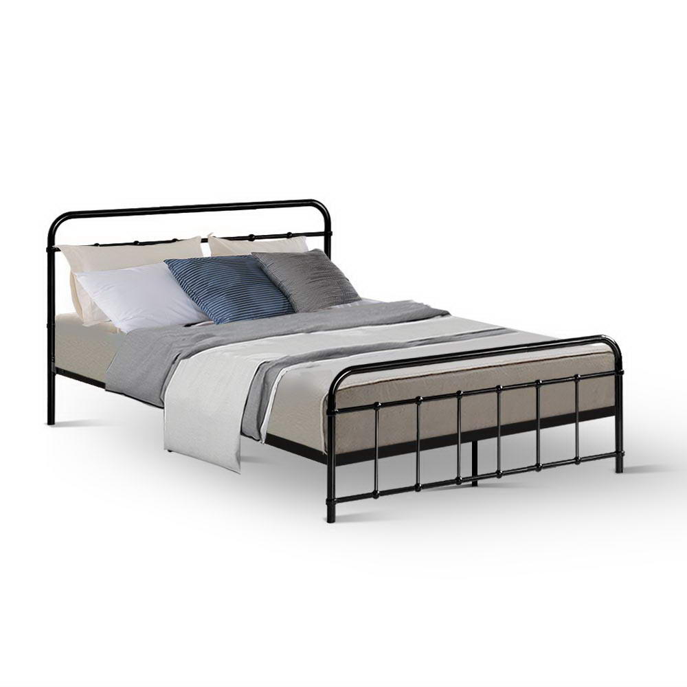 Beds & Bed Frames: Artiss Bed Frame Metal Bed Frame LEO - Double (Black)