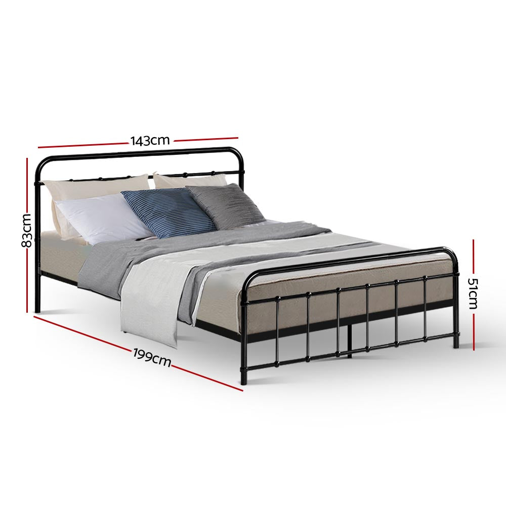 Beds & Bed Frames: Artiss Bed Frame Metal Bed Frame LEO - Double (Black)