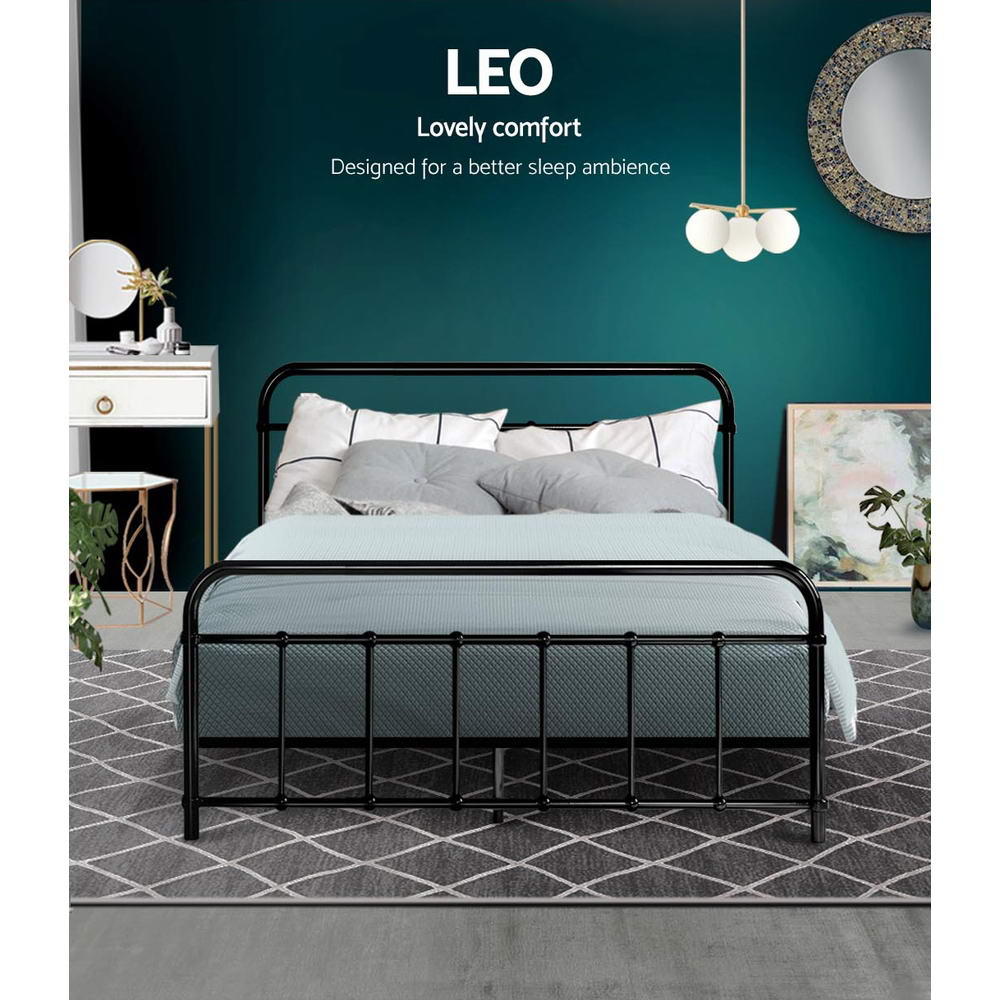 Beds & Bed Frames: Artiss Bed Frame Metal Bed Frame LEO - Double (Black)
