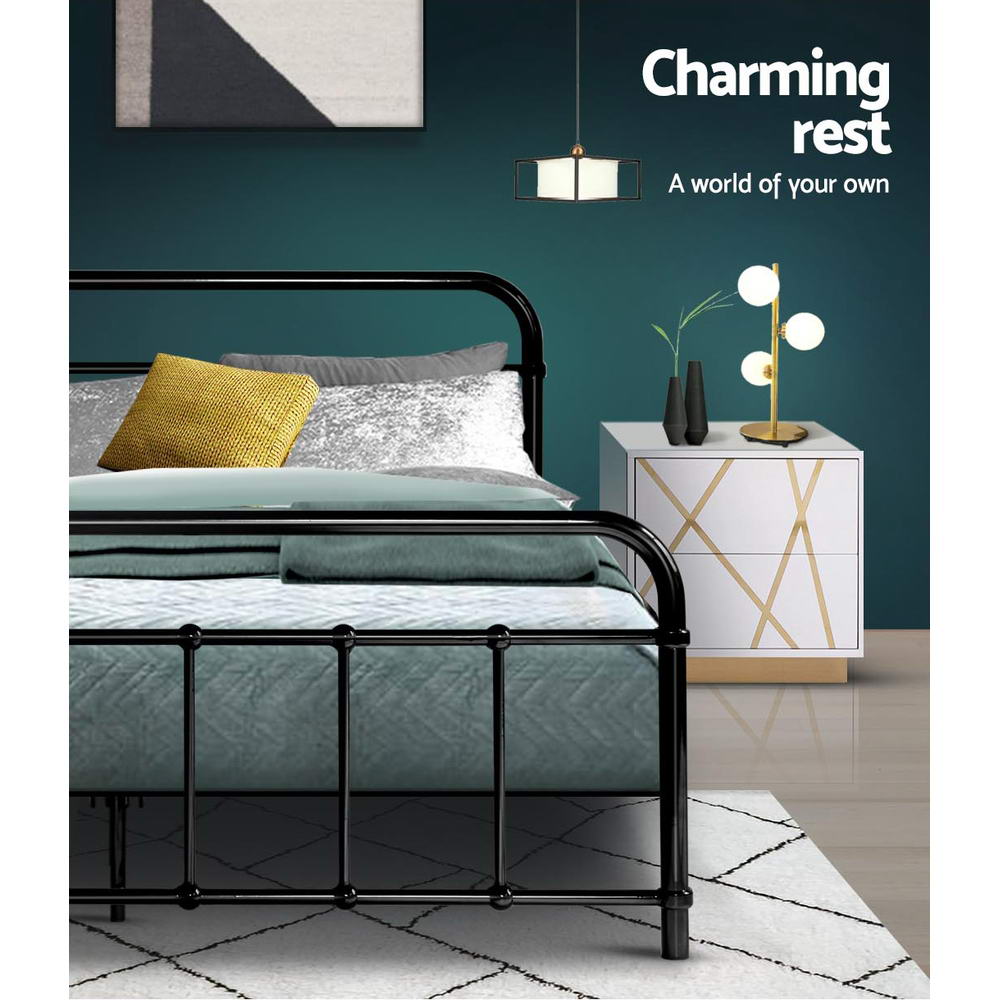 Beds & Bed Frames: Artiss Bed Frame Metal Bed Frame LEO - Double (Black)