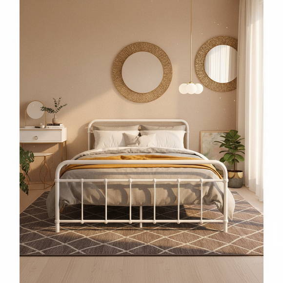 Artiss Bed Frame Metal Bed Frame LEO - Double (White)