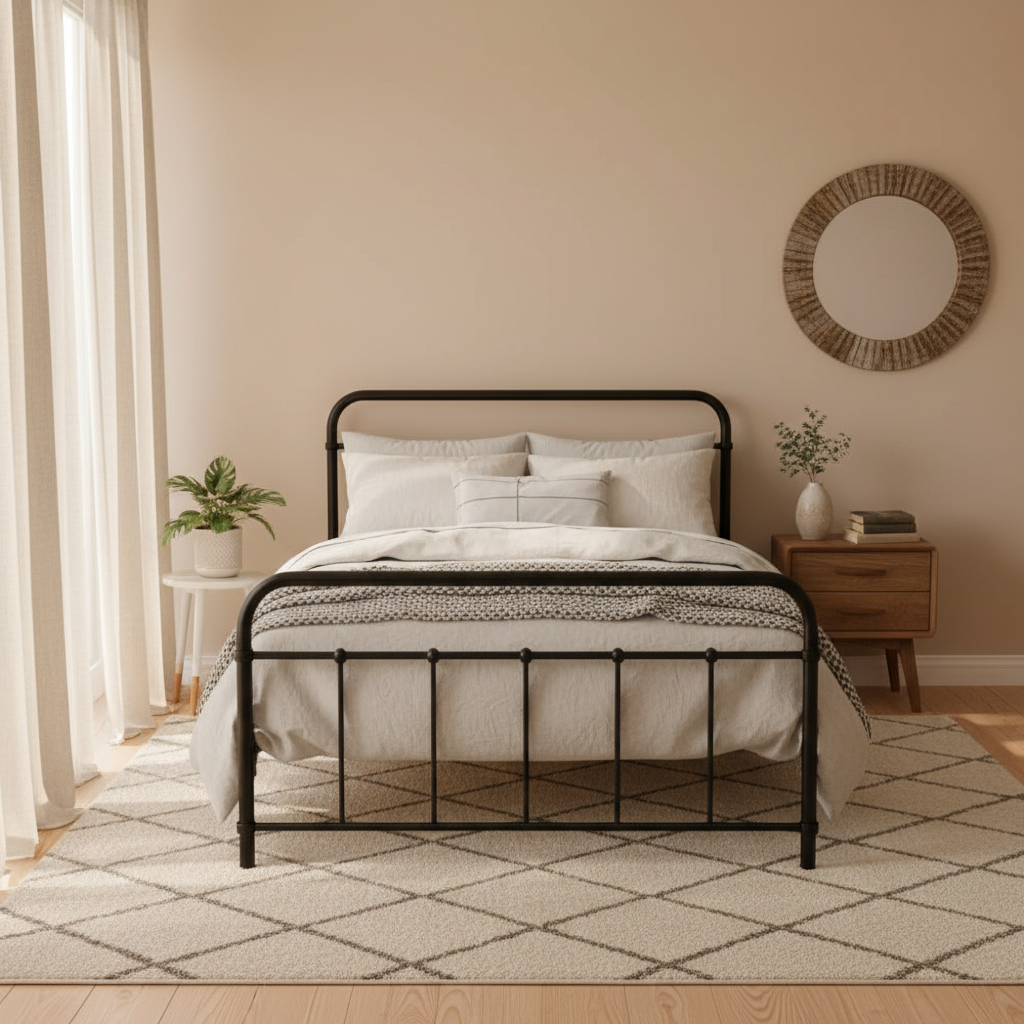 Beds & Bed Frames: Artiss Bed Frame Metal Bed Frame LEO - King Single(Black)