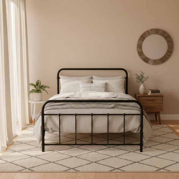 Artiss Bed Frame Metal Bed Frame LEO - King Single(Black)