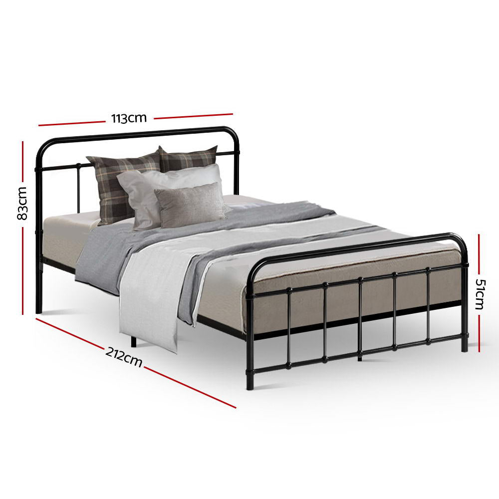 Beds & Bed Frames: Artiss Bed Frame Metal Bed Frame LEO - King Single(Black)