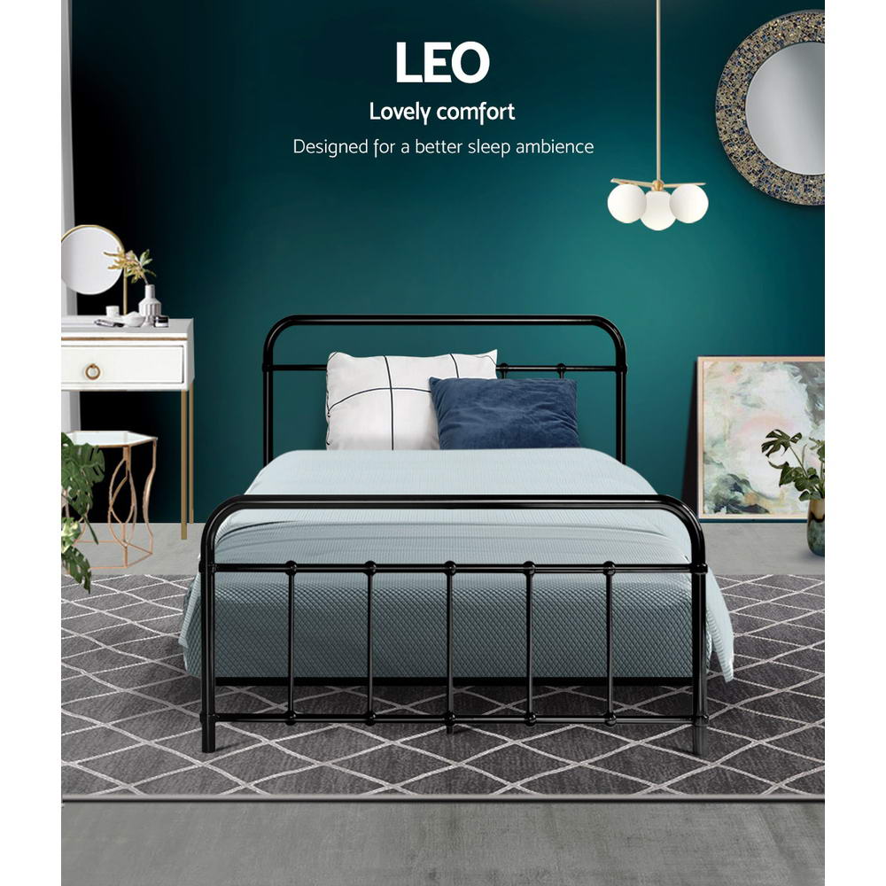 Beds & Bed Frames: Artiss Bed Frame Metal Bed Frame LEO - King Single(Black)