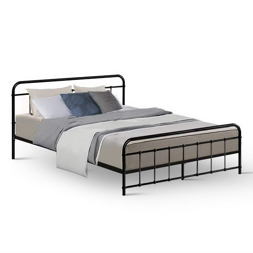 Beds & Bed Frames: Artiss Bed Frame Metal Bed Frame LEO - Queen (Black)