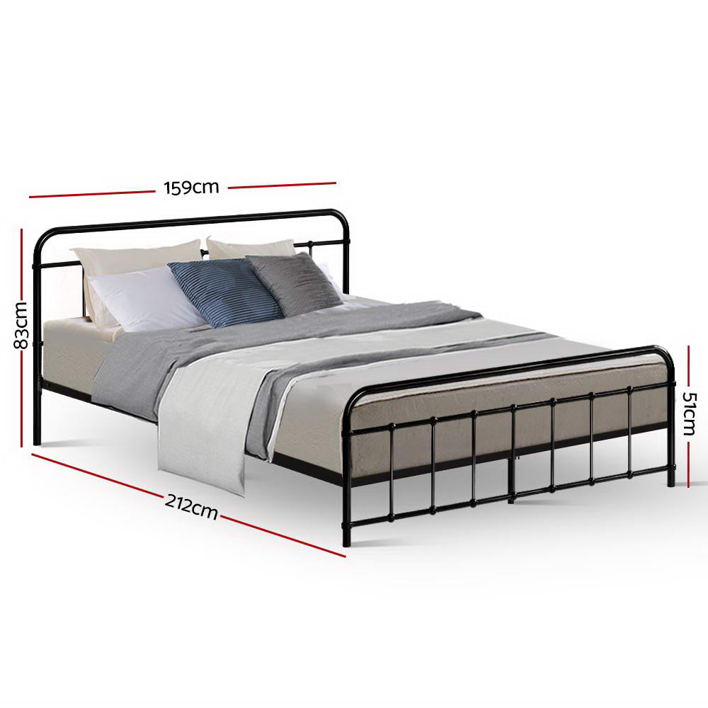 Beds & Bed Frames: Artiss Bed Frame Metal Bed Frame LEO - Queen (Black)