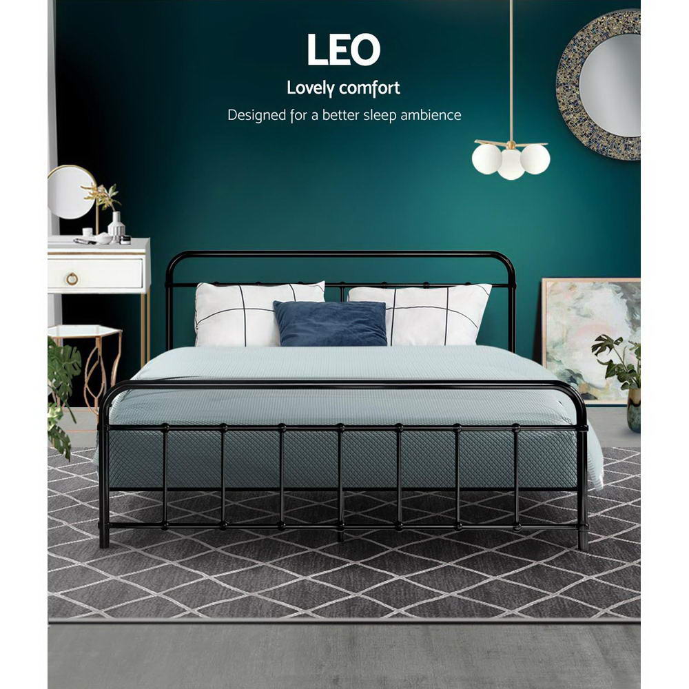 Beds & Bed Frames: Artiss Bed Frame Metal Bed Frame LEO - Queen (Black)