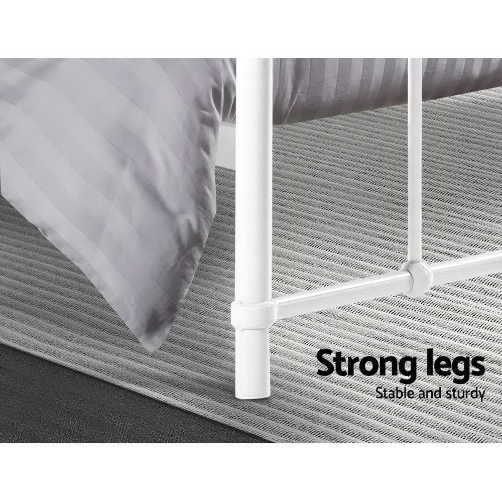 Beds & Bed Frames: Artiss Bed Frame Metal Bed Frame LEO - Queen (White)