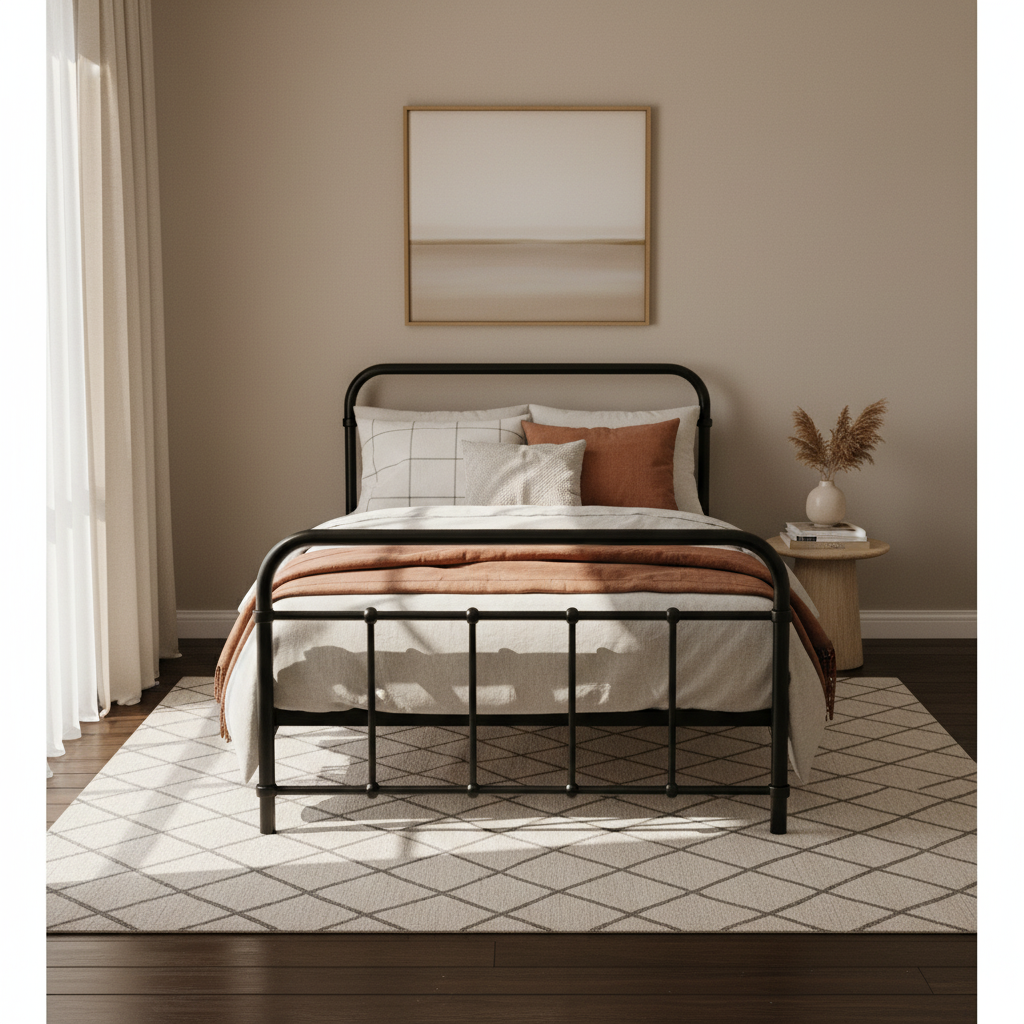 Beds & Bed Frames: Artiss Bed Frame Metal Bed Frame LEO - Single (Black)