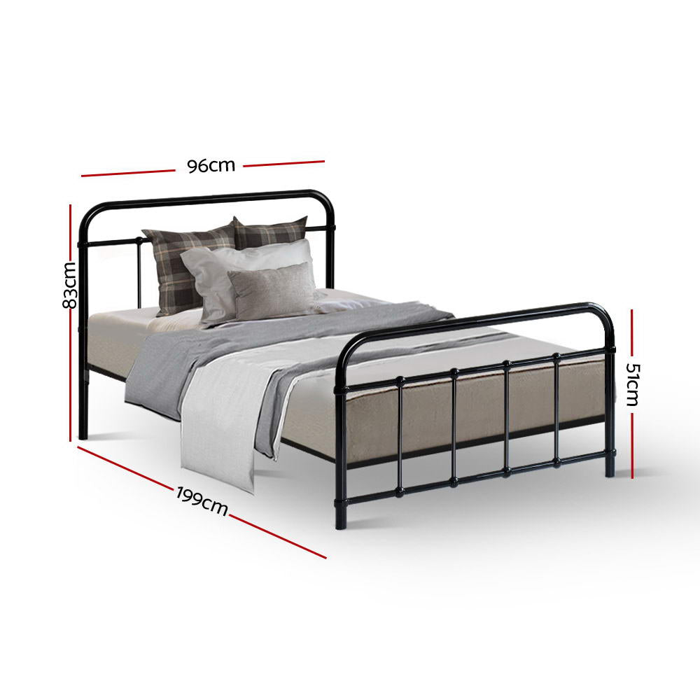 Beds & Bed Frames: Artiss Bed Frame Metal Bed Frame LEO - Single (Black)