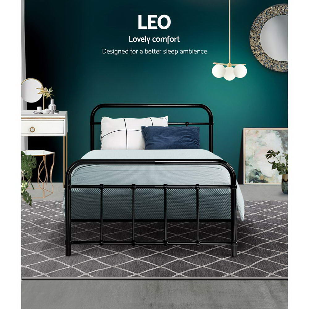 Beds & Bed Frames: Artiss Bed Frame Metal Bed Frame LEO - Single (Black)