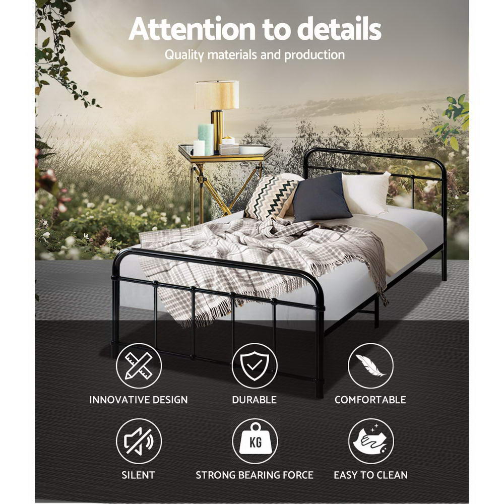 Beds & Bed Frames: Artiss Bed Frame Metal Bed Frame LEO - Single (Black)