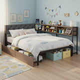 Beds & Bed Frames: Artiss Bed Frame King Single Size with 2 Drawers and Charging Station Metal Corner Bed Base