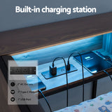 Beds & Bed Frames: Artiss Bed Frame King Single Size with 2 Drawers and Charging Station Metal Corner Bed Base