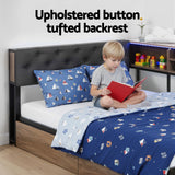 Beds & Bed Frames: Artiss Bed Frame King Single Size with 2 Drawers and Charging Station Metal Corner Bed Base