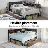 Beds & Bed Frames: Artiss Bed Frame King Single Size with 2 Drawers and Charging Station Metal Corner Bed Base
