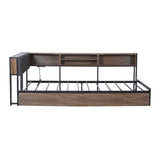 Beds & Bed Frames: Artiss Bed Frame Single Size with 2 Drawers and Charging Station Metal Corner Bed Base