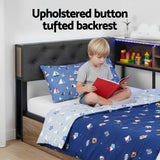 Beds & Bed Frames: Artiss Bed Frame Single Size with 2 Drawers and Charging Station Metal Corner Bed Base