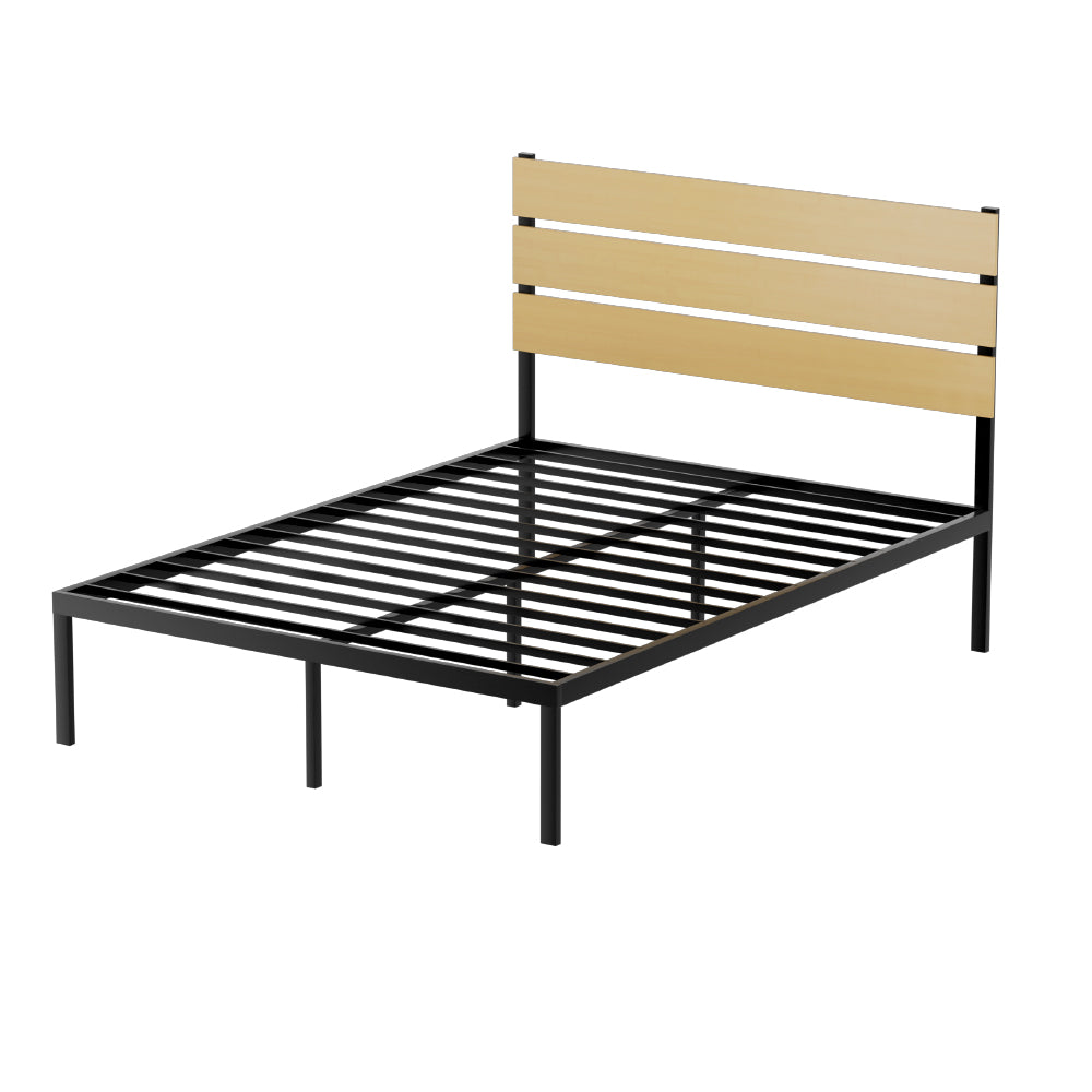 Beds & Bed Frames: Artiss Bed Frame Double Size Metal Base Mattress Platform Foundation Black PAULA