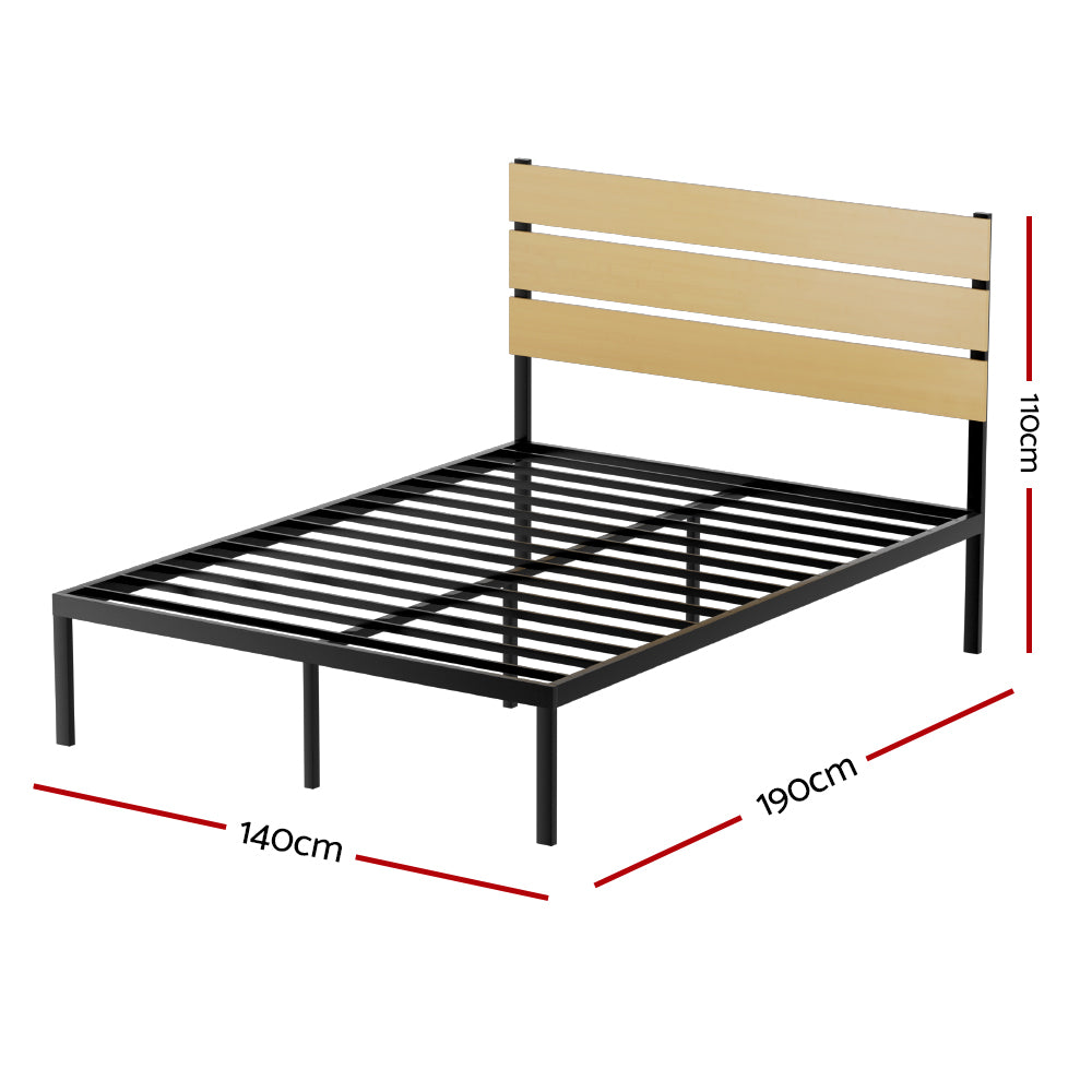 Beds & Bed Frames: Artiss Bed Frame Double Size Metal Base Mattress Platform Foundation Black PAULA