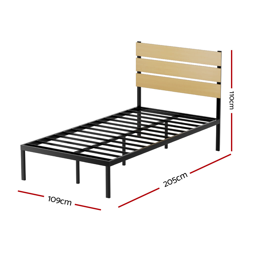 Beds & Bed Frames: Artiss Bed Frame King Single Size Metal Base Mattress Platform Foundation PAULA