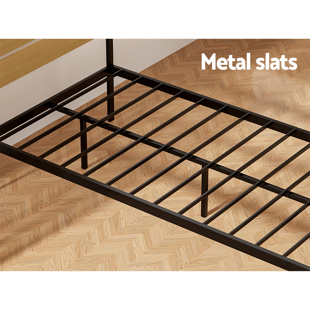 Beds & Bed Frames: Artiss Bed Frame King Single Size Metal Base Mattress Platform Foundation PAULA