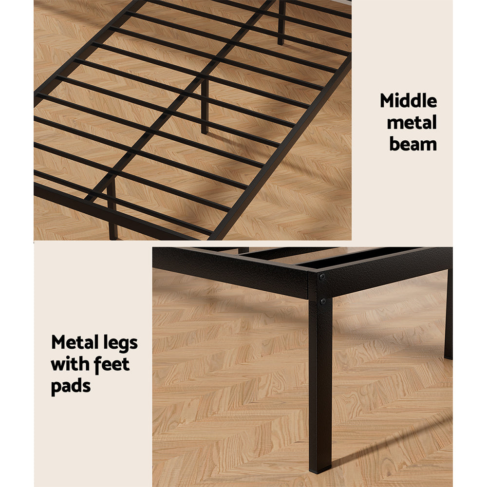 Beds & Bed Frames: Artiss Bed Frame King Single Size Metal Base Mattress Platform Foundation PAULA