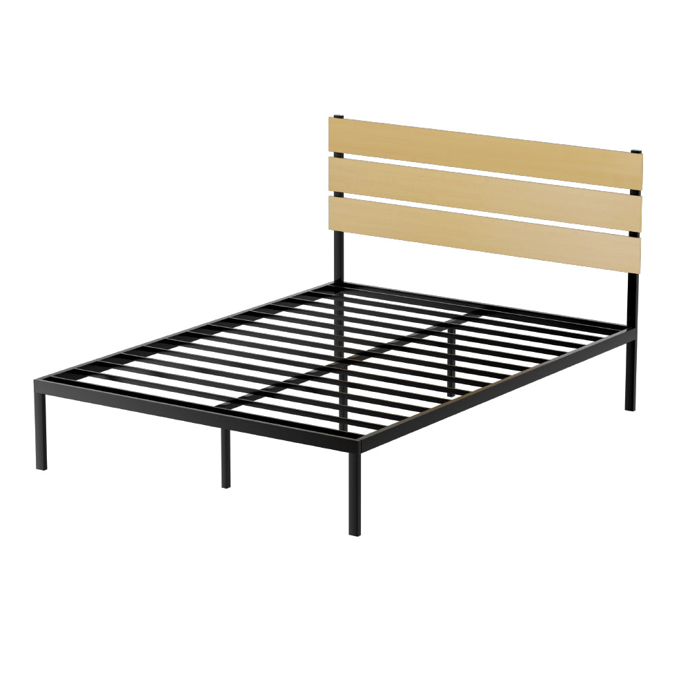 Beds & Bed Frames: Artiss Bed Frame Queen Size Metal Base Mattress Platform Foundation Black PAULA