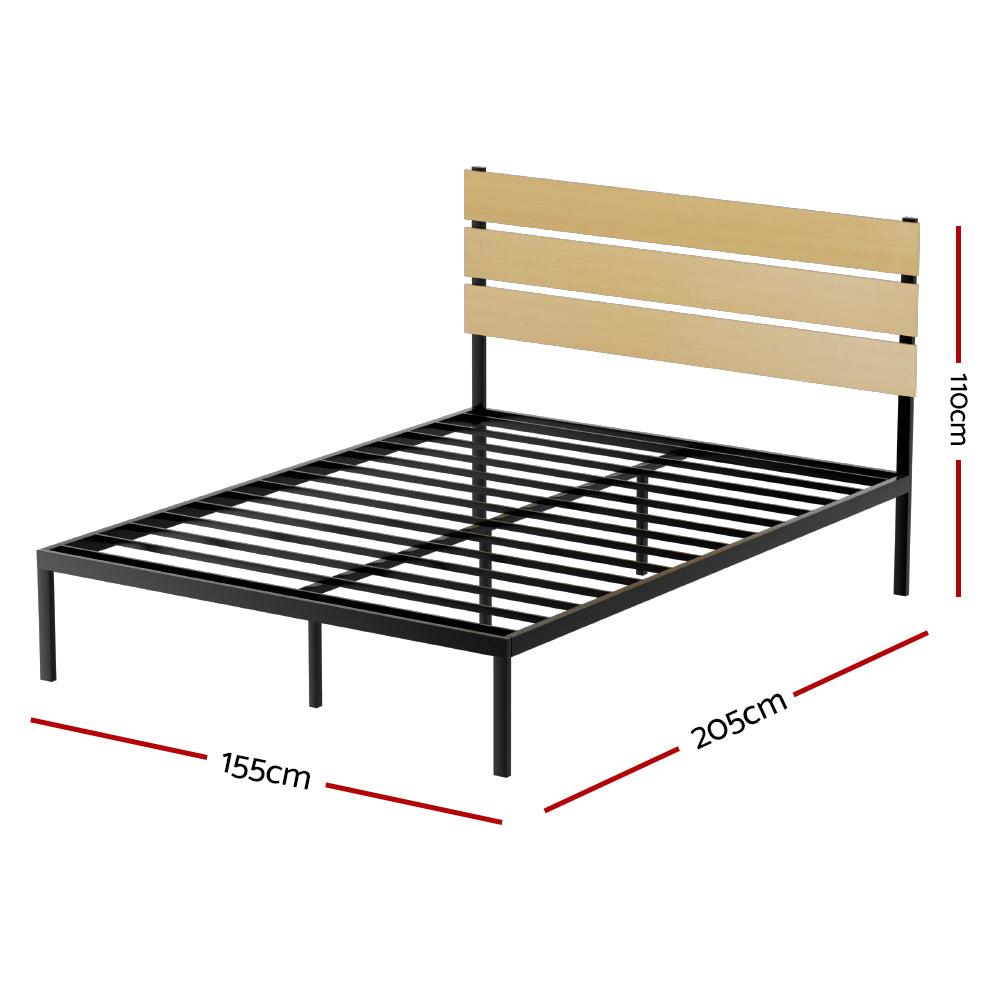 Beds & Bed Frames: Artiss Bed Frame Queen Size Metal Base Mattress Platform Foundation Black PAULA