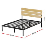 Artiss Bed Frame Queen Size Metal Base Mattress Platform Foundation Black PAULA