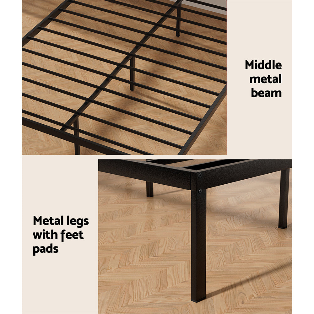 Beds & Bed Frames: Artiss Bed Frame Queen Size Metal Base Mattress Platform Foundation Black PAULA