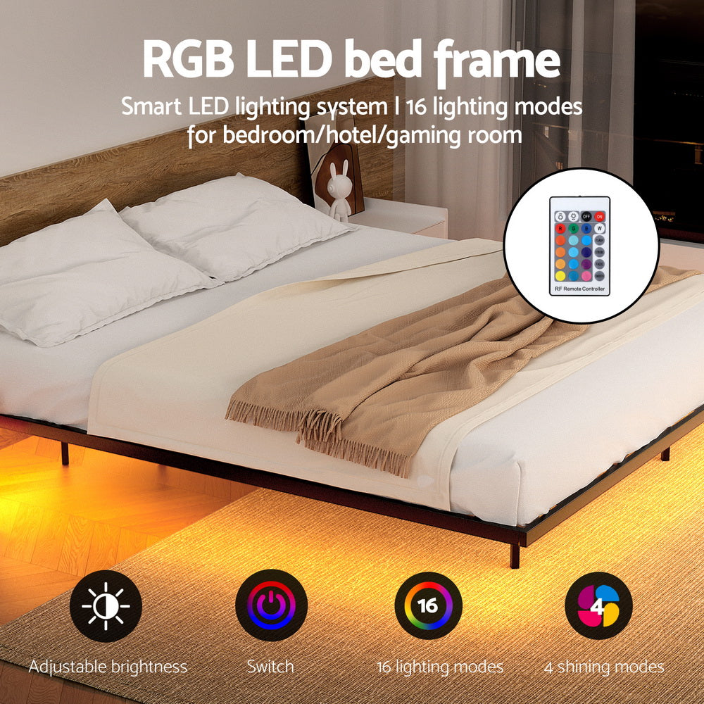 Beds & Bed Frames: Artiss Queen Bed Frame,Floating Metal Bed Frame with Smart LED Lights - Sturdy Metal Platform Bed Base, Silent Design, Tool-Free Assembly, 300KG Capacity for Home/Hotel/Master Bedroom?